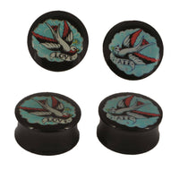 Cargar imagen en el visor de la galería, Plug Paar Acryl Schwalben Love Hate Engel Teufel Piercing Ohrschmuck - chic-net.de
