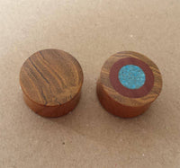 Cargar imagen en el visor de la galería, Plug Ringe crushed Türkis Sawoholz Teakholz double flared - chic-net.de
