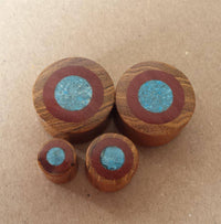 Cargar imagen en el visor de la galería, Plug Ringe crushed Türkis Sawoholz Teakholz double flared - chic-net.de
