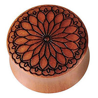 Cargar imagen en el visor de la galería, Plug Sawo Holz braun Gravur schwarz Blüte Herz Tribal Expander Organic Tunnel - chic-net.de
