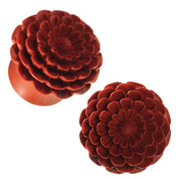 Cargar imagen en el visor de la galería, Plug Sawoholz Organic Blume rotbraun Tunnel Unisex Ohrschmuck handgeschnitzt - chic-net.de
