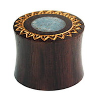 Load image into Gallery viewer, Plug Sonoholz crushed Türkis Stein Inlay Blume gold double flared - chic-net.de
