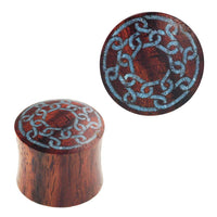 Load image into Gallery viewer, Plug Sonoholz Kettenring crushed Türkis Stein Inlay double flared Handarbeit - chic-net.de
