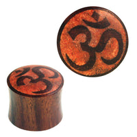 Load image into Gallery viewer, Plug Sonoholz Om schwarz rot crushed Steininlay double flared Handarbeit - chic-net.de
