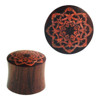 Load image into Gallery viewer, Plug Sonoholz Sternblume rot crushed Steininlay double flared Handarbeit - chic-net.de
