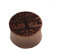 Cargar imagen en el visor de la galería, Plug Teakholz Baum des Lebens double flared braun - chic-net.de
