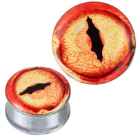 Load image into Gallery viewer, Plug Tunnel Auge Echse rot Edelstahl Acryl Expander Piercing Chirurgenstahl - chic-net.de
