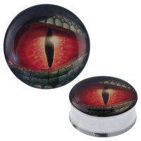 Cargar imagen en el visor de la galería, Plug Tunnel Auge Schlange grün rot Edelstahl Acryl Expander Piercing Chirurgenstahl - chic-net.de

