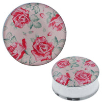 Cargar imagen en el visor de la galería, Plug Tunnel Rosen rosa grün Edelstahl Acryl Expander Piercing Chirurgenstahl - chic-net.de
