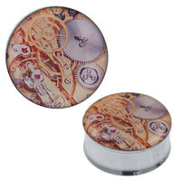 Load image into Gallery viewer, Plug Tunnel Uhrwerk gold silber Edelstahl Acryl Expander Piercing Chirurgenstahl - chic-net.de
