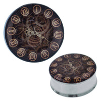 Cargar imagen en el visor de la galería, Plug Tunnel Uhrwerk Uhr beige schwarz Edelstahl Acryl Expander Piercing Chirurgenstahl - chic-net.de
