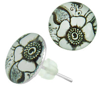 Cargar imagen en el visor de la galería, Raisin Ohrstecker Blumen schwarz weiß Edelstahl Chirurgenstahl Damen Schmuck Ohrringe - chic-net.de
