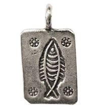 Load image into Gallery viewer, Rechteck Silberanhänger Fisch Blumen dunkel oxidiert Unisex Anhänger 925er Sterling Silber Kette - chic-net.de
