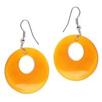 Load image into Gallery viewer, Resin Ohrringe bernsteinfarben Kreis Loch Creolen transparent Edelstahl - chic-net.de
