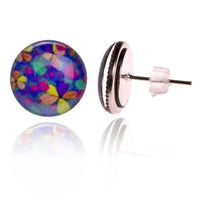 Cargar imagen en el visor de la galería, Resin Ohrstecker Blumen blau bunt Edelstahl Chirurgenstahl Damen nickelfrei Ohrringe - chic-net.de
