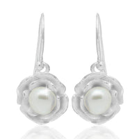 Load image into Gallery viewer, Rose weiß Perlen Ohrringe 925er Sterling Silber Zuchtperle (1A Naturqualität) Perlenohrringe - chic-net.de
