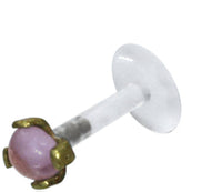 Load image into Gallery viewer, Labret Lippen Piercing Bio Plastic gold Brass Stein - chic-net.de
