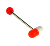 Load image into Gallery viewer, Zungen Piercing Edelstahl Pille Zunge 18mm weiß bunt - chic-net.de
