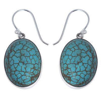 Load image into Gallery viewer, Rückseite 925er Sterling Silber Silberohrringe oval gewölbt Howlith türkis Ohrringe Schmuck - chic-net.de
