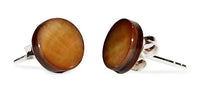 Cargar imagen en el visor de la galería, runde flache Perlmutt Ohrstecker in braun 8 mm Durchmesser 925er Sterling Silber - chic-net.de
