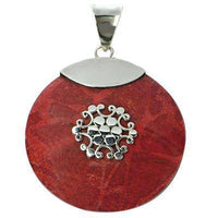 Load image into Gallery viewer, Runder Silberanhänger mit Schaumkoralle, ca. 32 mm Ø Eisblume Mandel Anhänger Koralle 925er Silber - chic-net.de
