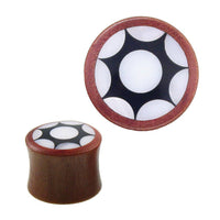 Load image into Gallery viewer, Sabaholz Plug Stern hohl Inlay Resin schwarz weiß schillernd Shell Tunnel Tribal Expander - chic-net.de
