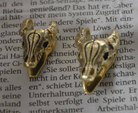 Load image into Gallery viewer, Saddle Plug Flesh Tunnel Büffel Schädel Messing gold - chic-net.de
