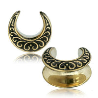 Load image into Gallery viewer, Saddle Plug Messing antik gold Sichel Bögen Tunnel - chic-net.de
