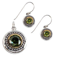 Load image into Gallery viewer, Schmuck Set Kreise Zirkonia vergoldet 925 Silber grün - chic-net.de
