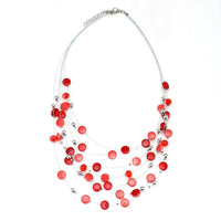 Load image into Gallery viewer, Schmuckset Damen Kette rot Steine silberfarben Ohrringe Perlen flach  rund 50 cm Karabiner - chic-net.de
