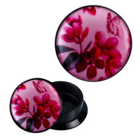 Load image into Gallery viewer, Schraub Plug Acryl Blumen Schmetterling Blätter rosa pink  Ohrschmuck Piercing - chic-net.de
