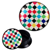 Load image into Gallery viewer, Schraub Plug Acryl buntes Schachbrett Piercing Ohrschmuck - chic-net.de
