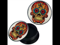 Load image into Gallery viewer, Schraub Plug Acryl Candyskull gelb rot blau Windrad Piercing Ohrschmuck - chic-net.de
