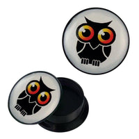 Load image into Gallery viewer, Schraub Plug Acryl Eule große orange Augen Piercing Ohrschmuck - chic-net.de

