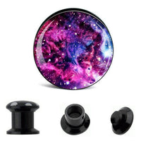 Load image into Gallery viewer, Schraub Plug Acryl Galaxie pink lila blau weiß Tunnel Expander Piercing Ohrschmuck - chic-net.de
