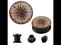 Load image into Gallery viewer, Schraub Plug Acryl Kompass antik beige Tunnel Expander Piercing Ohrschmuck - chic-net.de
