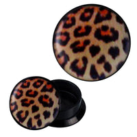 Load image into Gallery viewer, Schraub Plug Acryl Leo Muster beige braun Piercing Ohrschmuck - chic-net.de
