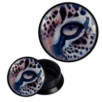 Load image into Gallery viewer, Schraub Plug Acryl Leoparden Auge Flecken umrandet Piercing Ohrschmuck - chic-net.de
