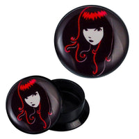 Load image into Gallery viewer, Schraub Plug Acryl Mädchen rote Haare Piercing Ohrschmuck - chic-net.de
