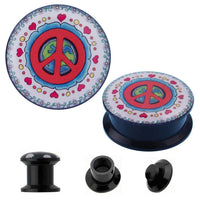 Load image into Gallery viewer, Schraub Plug Acryl Peace Welt Herzen Blume Tunnel Expander Piercing Ohrschmuck - chic-net.de

