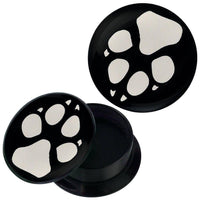 Load image into Gallery viewer, Schraub Plug Acryl Tatze Krallen weiß schwarz Piercing Ohrschmuck - chic-net.de
