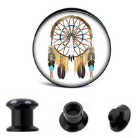 Load image into Gallery viewer, Schraub Plug Acryl Traumfänger weiß Indianer Tunnel Expander Piercing Ohrschmuck - chic-net.de
