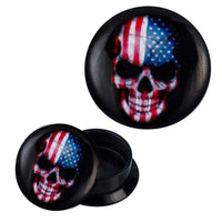 Load image into Gallery viewer, Schraub Plug Acryl USA Totenschädel Flagge Expander Piercing Ohrschmuck - chic-net.de
