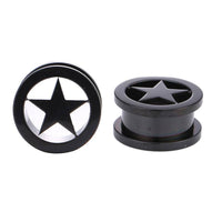 Cargar imagen en el visor de la galería, Schraubplug Edelstahl Tunnel Plug dünn schwarz Stern schwarz - chic-net.de
