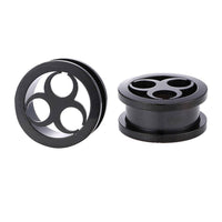 Load image into Gallery viewer, Schraubplug Metalltunnel Tunnel Chirurgenstahl dünn Edelstahl Plug schwarz drei Kreise - chic-net.de
