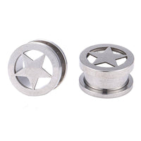 Load image into Gallery viewer, Schraubplug Tunnel Edelstahl Plug silber Stern Inlay - chic-net.de
