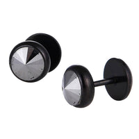Load image into Gallery viewer, Schraubverschluss Fake Piercing Expander Stein silber Halbrund schwarz Edelstahl - chic-net.de

