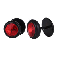 Load image into Gallery viewer, Schraubverschluss Fake Piercing schwarz Expander roter Zirkonia Stein 8 mm Halbrund  Edelstahl - chic-net.de

