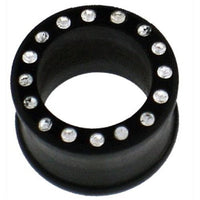 Load image into Gallery viewer, schwarz Holztunnel Kristalle weiß handgeschnitzt Eisenholz Tribal Tunnel Plug Expander Ohrstecker - chic-net.de
