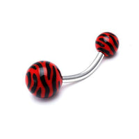Load image into Gallery viewer, Bauchnabelpiercing Zebra Muster Bioflex 2 Kugeln Bananenpiercing Edelstahl nickelfrei - chic-net.de

